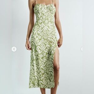 Zara Green and White Patterned Dress